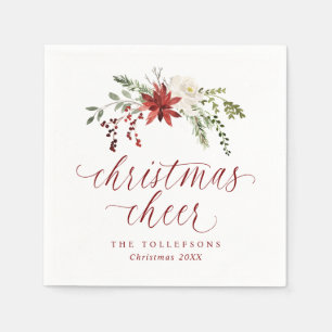 Elegant Watercolor Typography Christmas Cheer Napkin