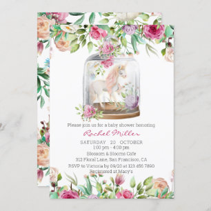 Elegant Watercolor Unicorn Chic Floral Baby Shower Invitation