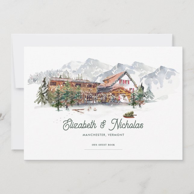 Elegant Watercolor Venue Illustration | Digital Invitation (Front)