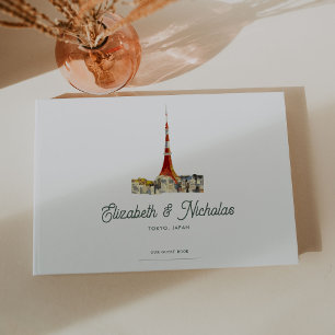 Elegant Watercolor Venue Illustration Wedding Guest Book