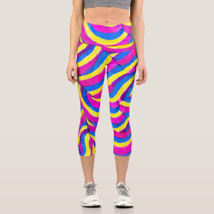 Elegant watercolor vibrant purple yellow pattern capri leggings
