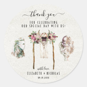 Elegant Watercolor Viking   Wedding Favour Classic Round Sticker