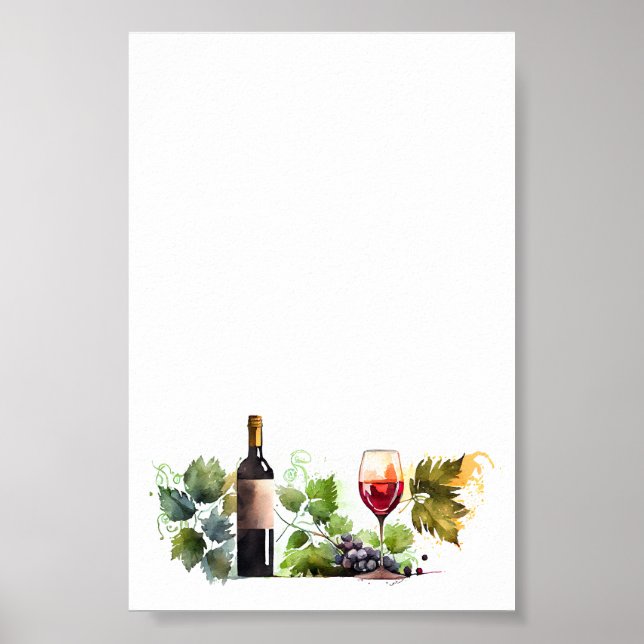 Elegant Watercolor Vineyard Modern Script Poster (Front)