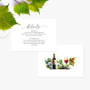 Elegant Watercolor Vineyard Wedding Details Card