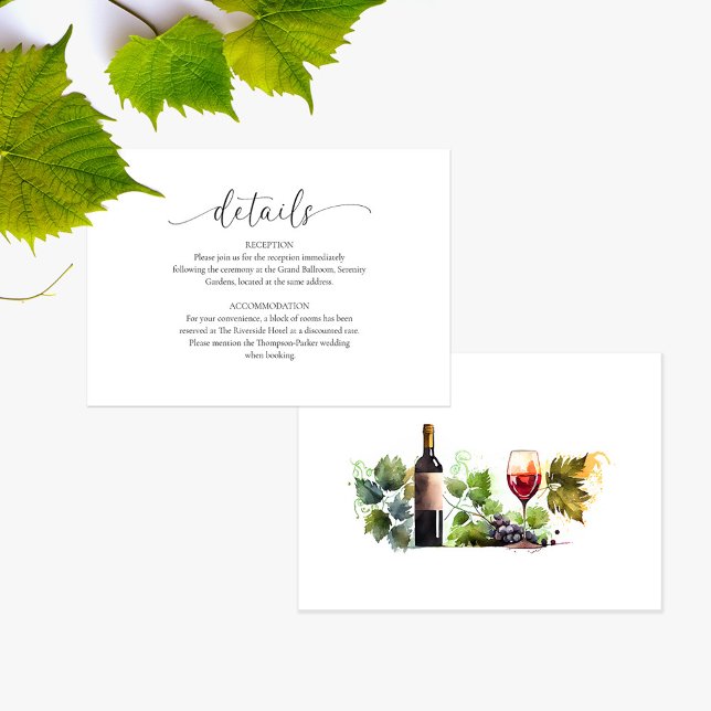Elegant Watercolor Vineyard Wedding Details Card (Creator Uploaded)