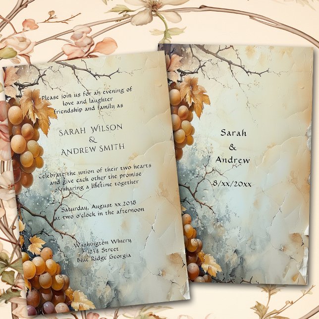  Elegant Watercolor Vineyard Wedding Invitation Stationery (Creator Uploaded)