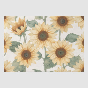 Elegant Watercolor Vintage Sunflower Tissue Paper