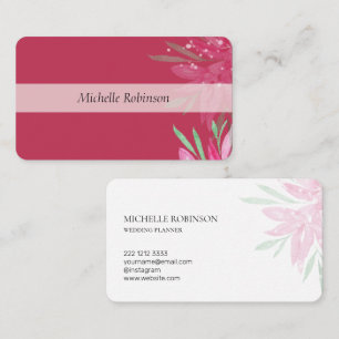 Elegant Watercolor Viva Magenta Floral Business Card
