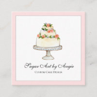 Elegant Watercolor Wedding cake bakery Square