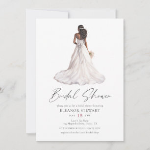 Elegant Watercolor Wedding Dress Bridal Shower Invitation