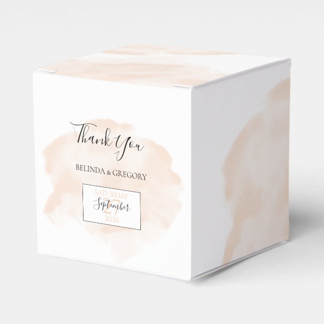 Elegant Watercolor Wedding Favour Box (Front Side)