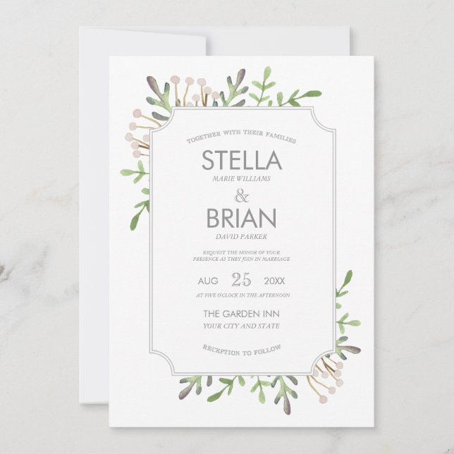 Elegant Watercolor Wedding Invitation (Front)