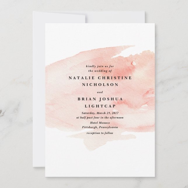 Elegant Watercolor Wedding Invitation (Front)