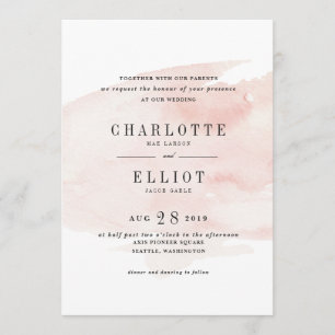 Elegant Watercolor Wedding Invitation   Blush
