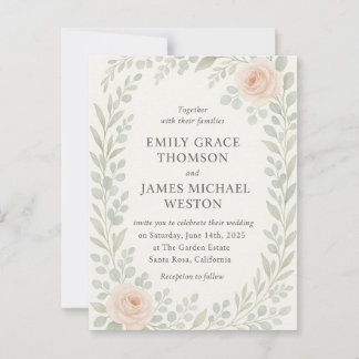 Elegant Watercolor Wedding Invitation with Botanic Postcard