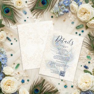 Elegant Watercolor Wedding Peacock Feathers TLW26 Enclosure Card