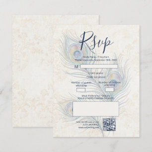 Elegant Watercolor Wedding Peacock Feathers TLW26 RSVP Card