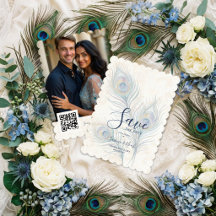 Elegant Watercolor Wedding Peacock Feathers TLW26