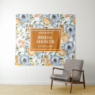 Elegant Watercolor Wedding Photo Booth Backdrop Tapestry