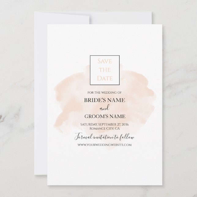 Elegant Watercolor Wedding Save The Date (Front)