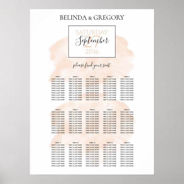 Elegant Watercolor Wedding Seating Chart (Front)