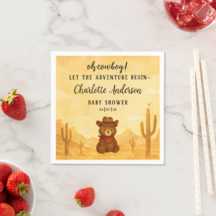 Elegant Watercolor Western Cowboy Boy Baby Shower  Napkin