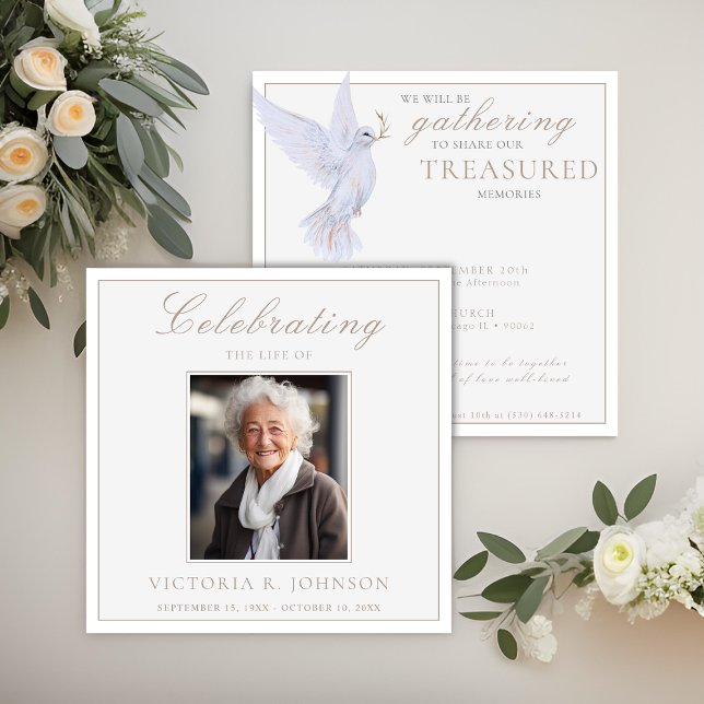  Elegant Watercolor White Dove Celebration of Life Invitation (Creator Uploaded)