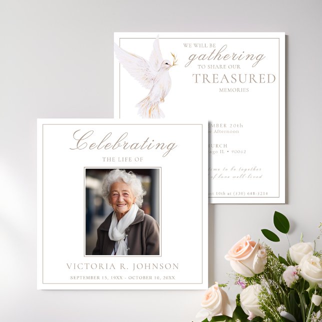 Elegant Watercolor White Dove Celebration of Life Invitation (Creator Uploaded)