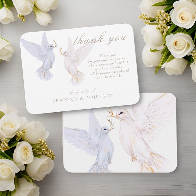 Elegant Watercolor White Dove Memorial Thank You Card (Creator Uploaded)