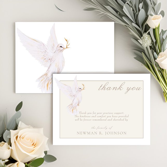 Elegant Watercolor White Dove Memorial Thank You Card (Creator Uploaded)