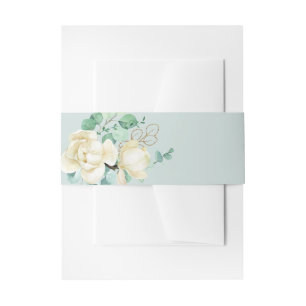 Elegant Watercolor White Magnolia Response Card Invitation Belly Band
