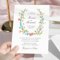 Elegant Watercolor Wild Flowers Bohemian Wedding