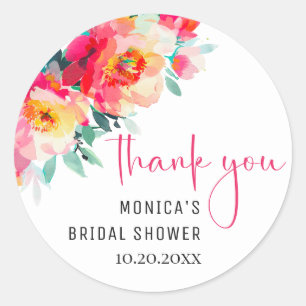 Elegant Watercolor Wild Flowers Bridal Shower Classic Round Sticker