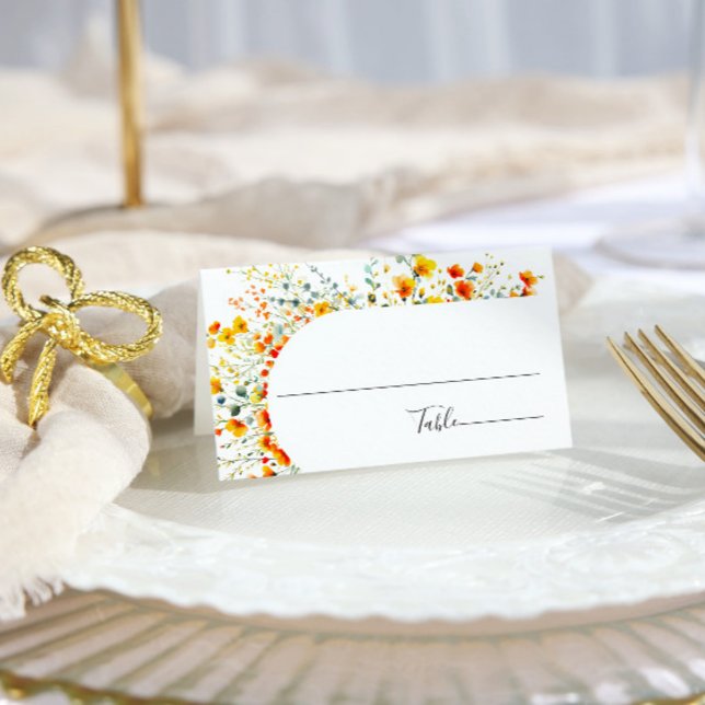 Elegant Watercolor Wild Flowers Floral Wedding Place Card (Creator Uploaded)