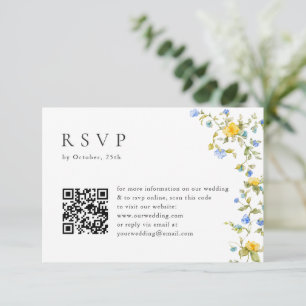Elegant Watercolor Wild Flowers Floral Wedding RSVP Card