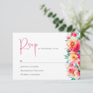 Elegant Watercolor Wild Flowers Floral Wedding RSVP Card