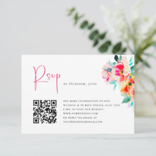 Elegant Watercolor Wild Flowers Floral Wedding RSVP Card