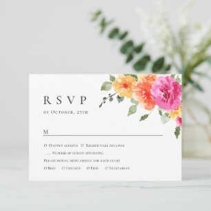 Elegant Watercolor Wild Flowers Floral Wedding RSVP Card