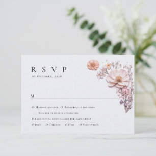 Elegant Watercolor Wild Flowers Floral Wedding RSVP Card
