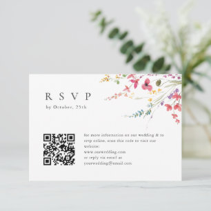 Elegant Watercolor Wild Flowers Floral Wedding RSVP Card