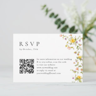 Elegant Watercolor Wild Flowers Floral Wedding RSVP Card