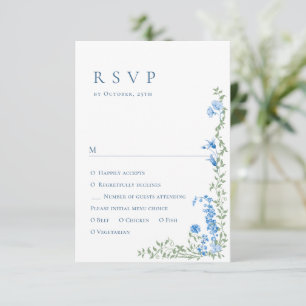 Elegant Watercolor Wild Flowers Floral Wedding RSVP Card
