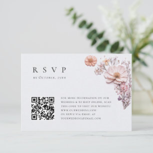 Elegant Watercolor Wild Flowers Floral Wedding RSVP Card