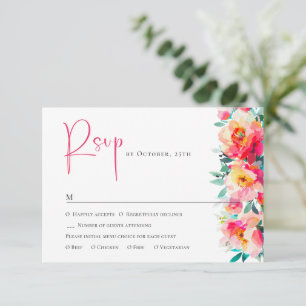 Elegant Watercolor Wild Flowers Floral Wedding RSVP Card