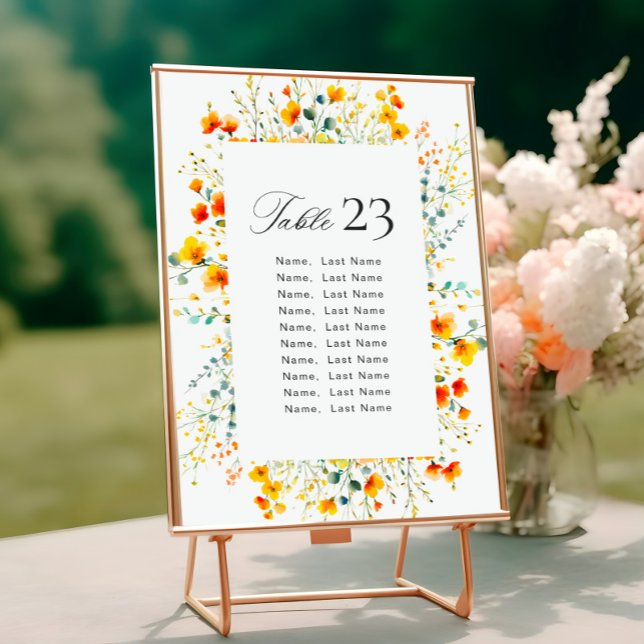 Elegant Watercolor Wild Flowers Table Number Cards (Creator Uploaded)