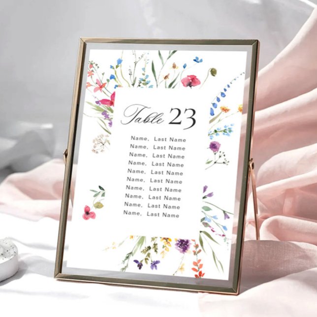 Elegant Watercolor Wild Flowers Table Number Cards (Creator Uploaded)