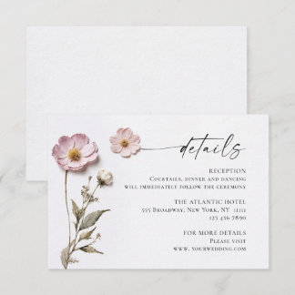 Elegant Watercolor Wild Flowers Wedding Details Enclosure Card