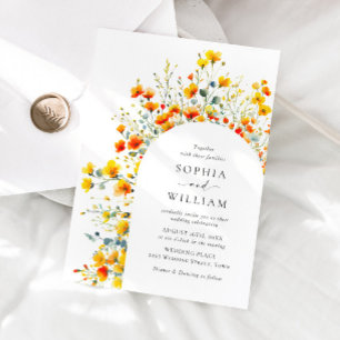 Elegant Watercolor Wild Flowers Wedding Invitation