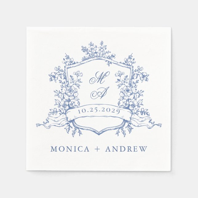 Elegant Watercolor Wild Flowers Wedding Napkin (Front)