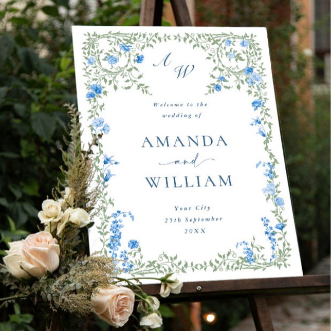 Elegant Watercolor Wild Flowers WELCOME Wedding Acrylic Sign (Creator Uploaded)